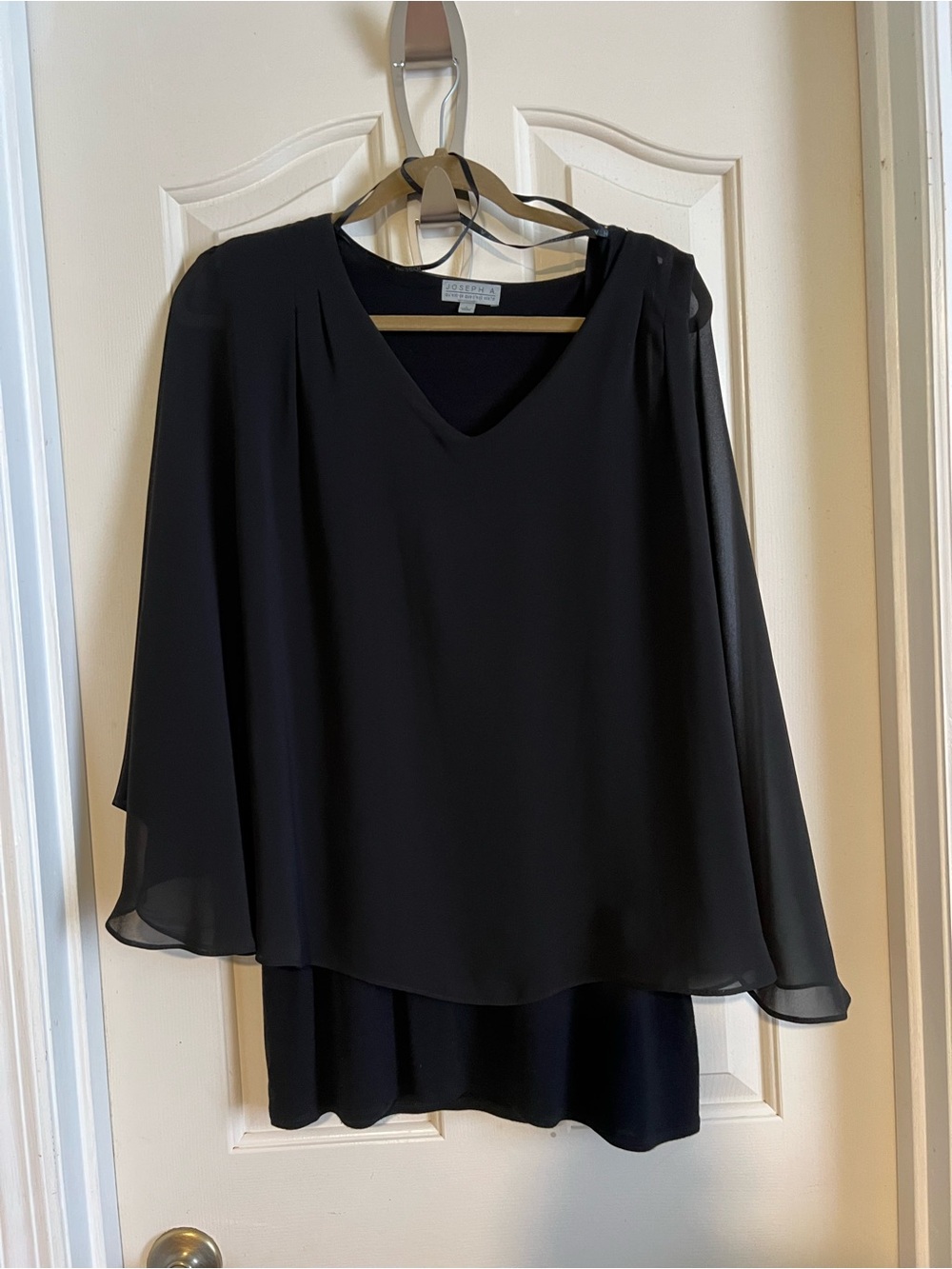 Joseph Black V-Neck Layered Chiffon Women's Blouse